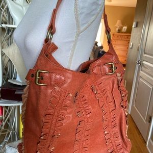 Hype shoulder bag leather ruffles orange